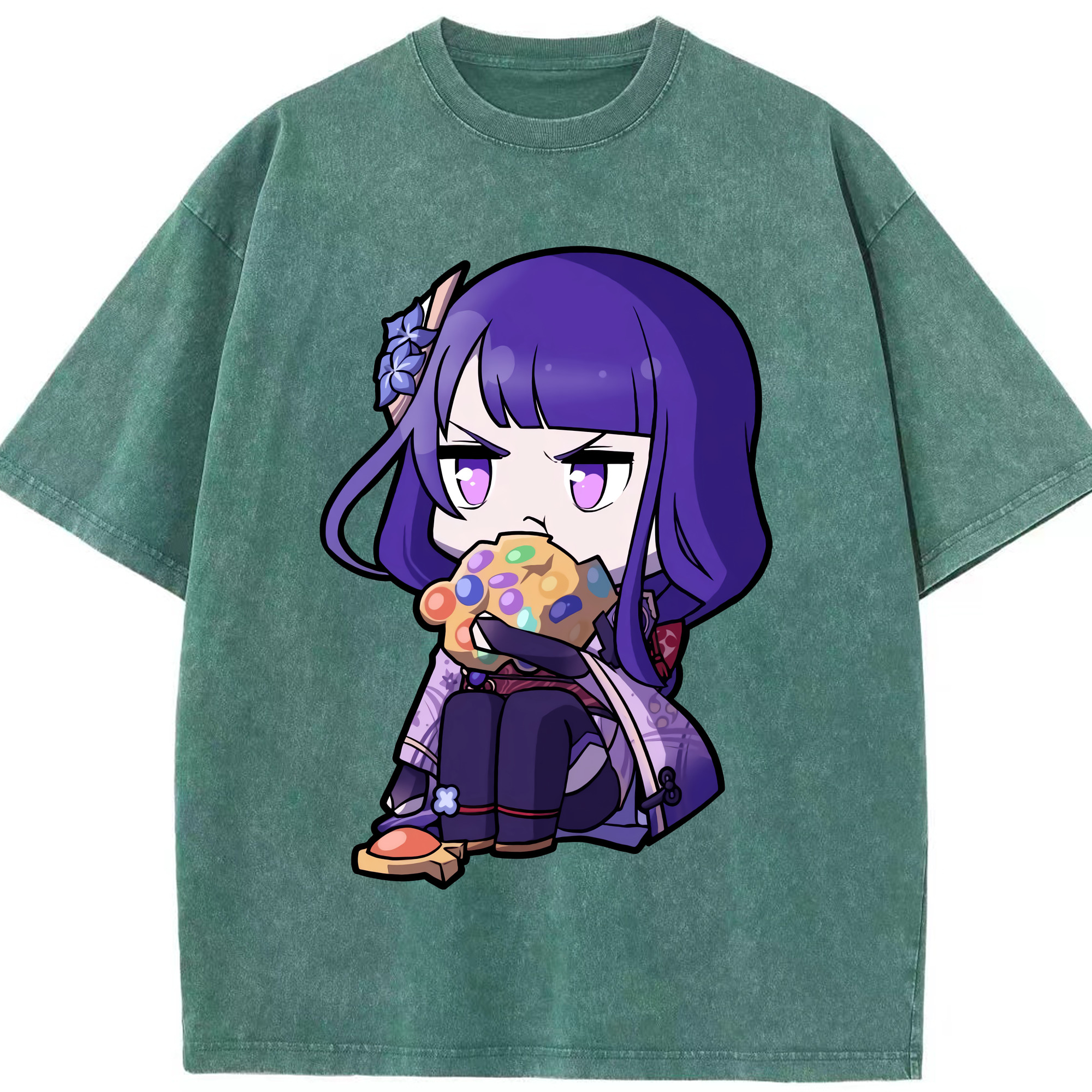 げんし神 雷電将軍 らいでんしょうぐん genshin Raiden Shogun 綿100% ヴィンテージ風 半袖Tシャツ（フロントプリント）